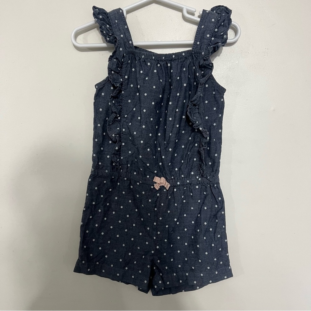 Child of Mine made by Carters polka dot romper with ruffle detail girls size 4 T